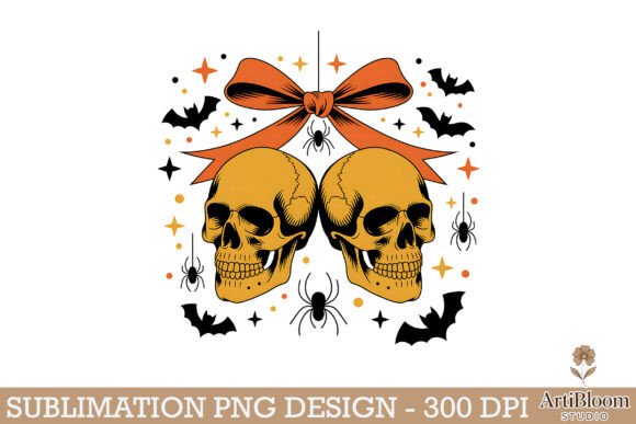 Download Double Golden Skull Halloween Vibe Png - Premium Bundle