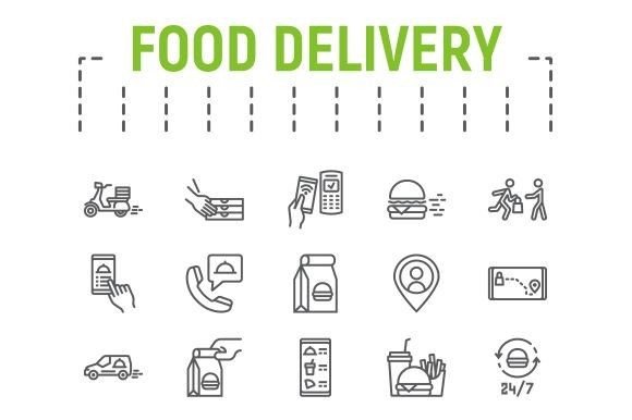 Download Food Delivery Line Icon Set - Icon set Collection